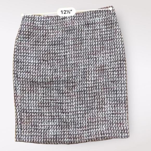 Loft Tweed Short Mini Pencil Skirt Size 00P Red Purple Multicolor Boho Fall - Picture 3 of 7